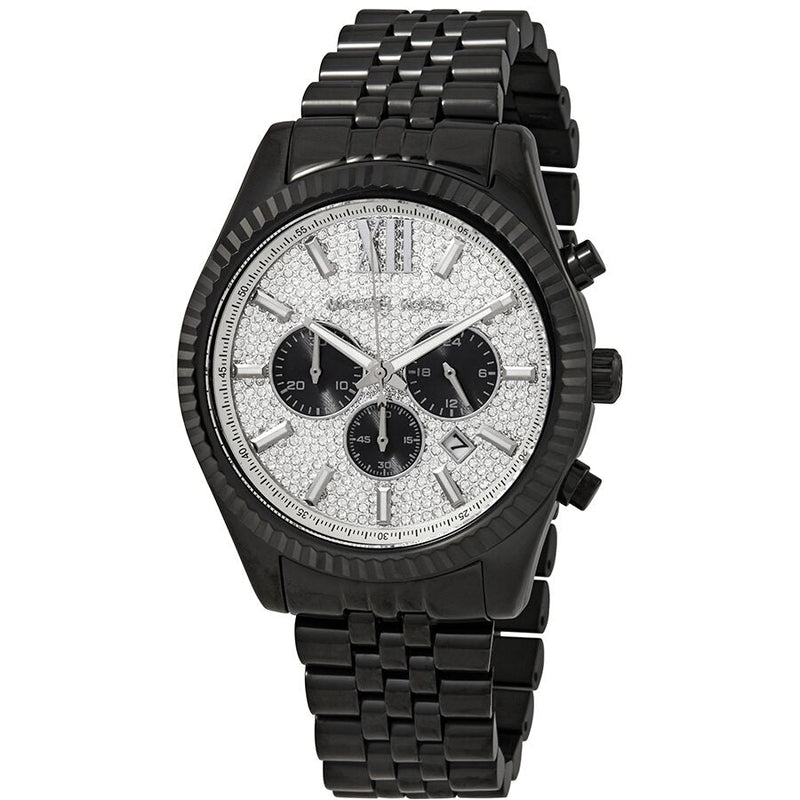 Michael Kors Lexington Chronograph Silver Crystal Pave Dial  Men's Watch MK8605 - Big Daddy Jewelry