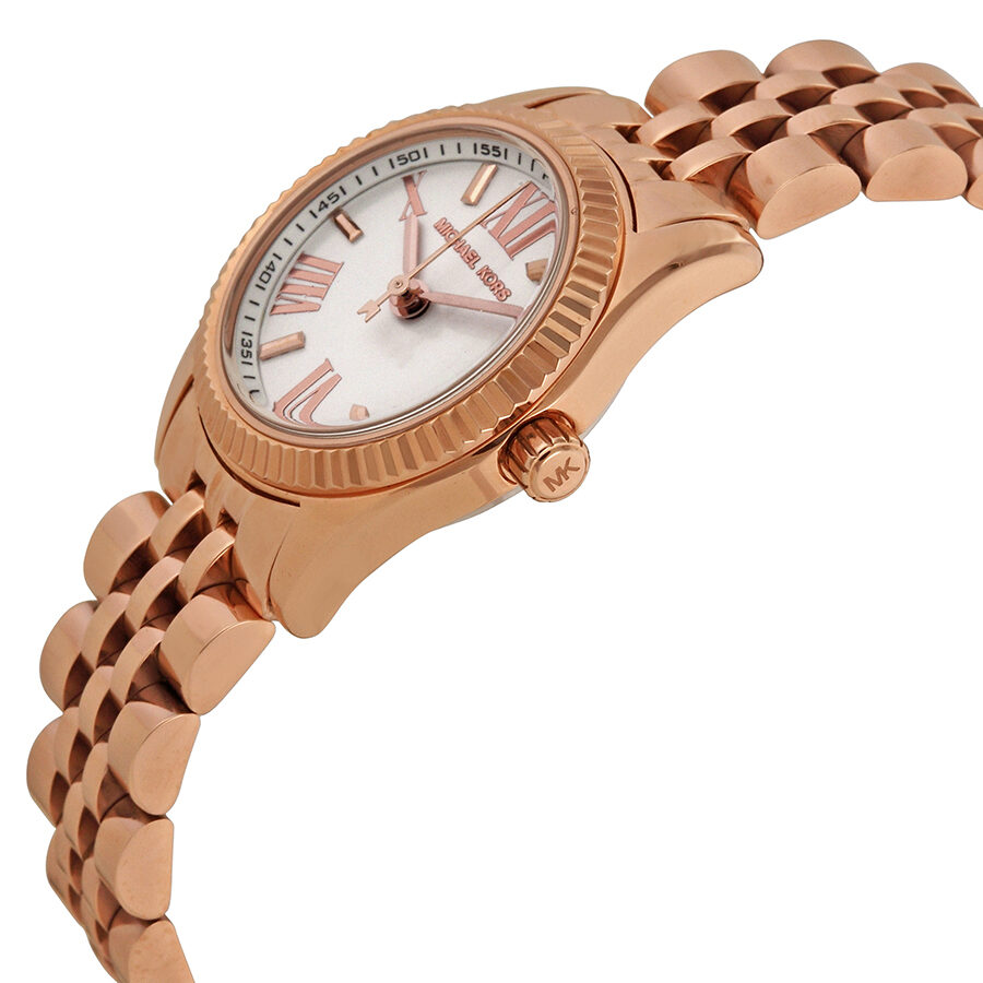 Michael Kors Lexington MK3230 rose gold bracelet and case side angle view