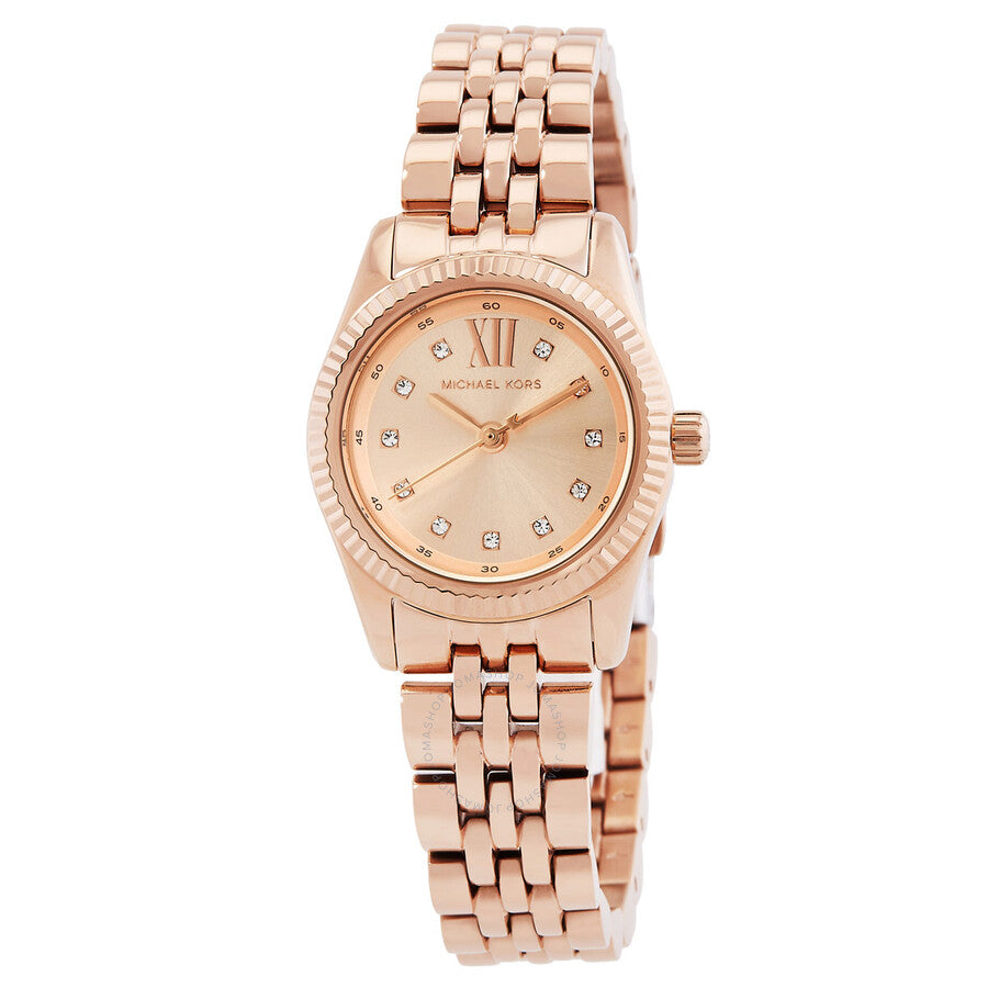 Michael Kors Lexington rose gold quartz watch with rose gold dial and diamond markers