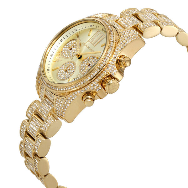 Michael Kors Mini Bradshaw Gold Dial Crystal Pave Ladies Watch MK6494 - Big Daddy Jewelry #2