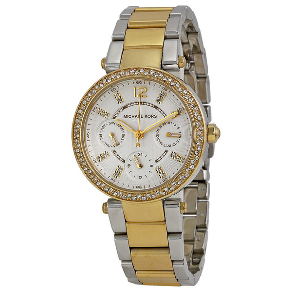 Michael Kors Mini Parker White Glitz Dial Steel Ladies Watch #MK6055 - Big Daddy Jewelry