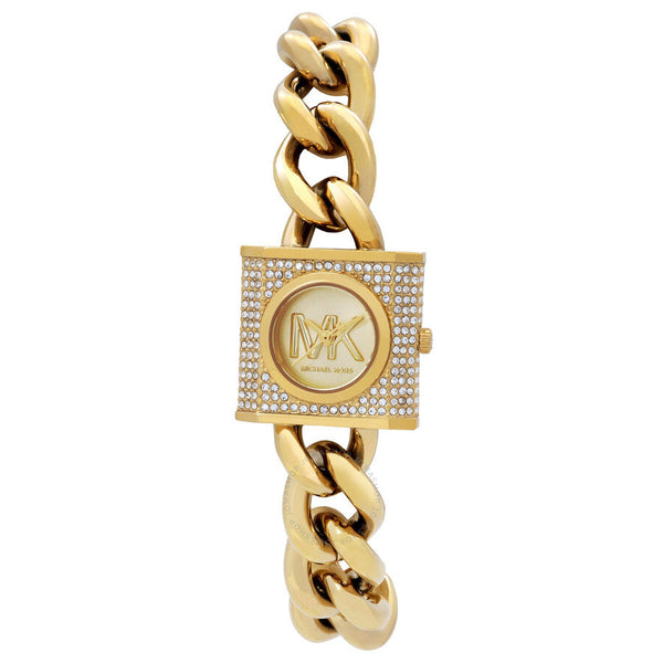 Michael Kors MK Chain Lock Quartz Crystal Gold Dial Ladies Watch MK4711 - Big Daddy Jewelry