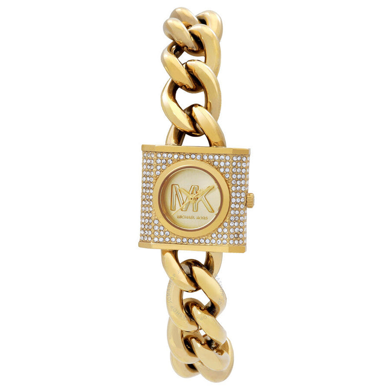 Michael Kors MK Chain Lock Quartz Crystal Gold Dial Ladies Watch MK4711 - Big Daddy Jewelry