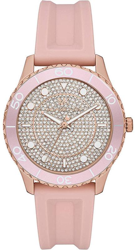 Michael Kors MK6854 oversized watch with pavé crystal dial and rose gold-tone case