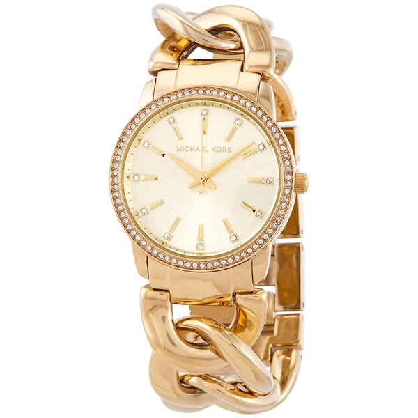 Michael Kors Nini Crystal Gold Dial Chain Link Ladies Watch MK3235 - Big Daddy Jewelry