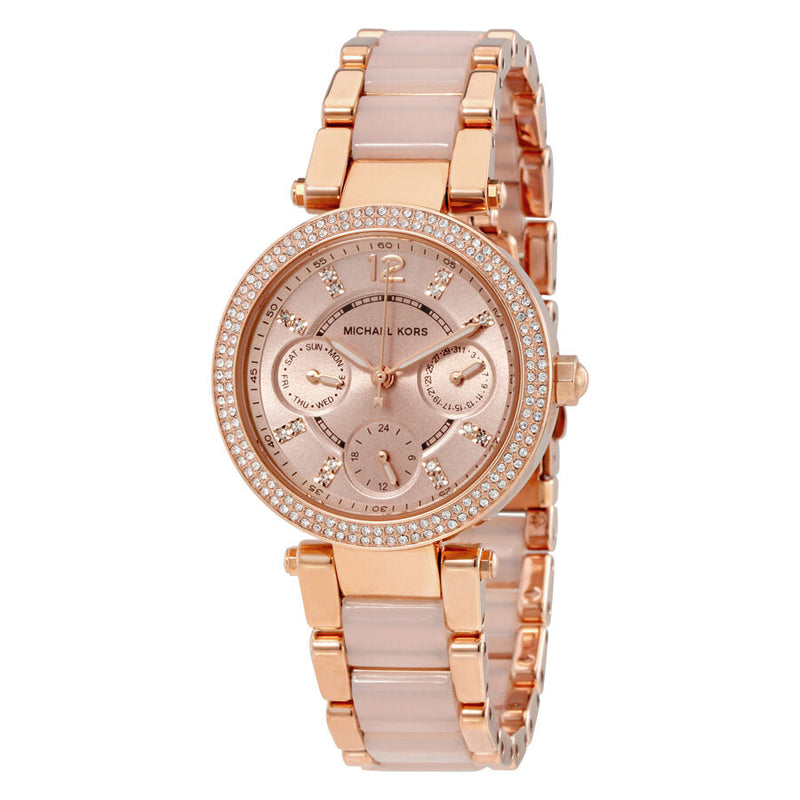 Michael Kors Parker Mini Multi-Function Rose Dial Ladies Watch #MK6110 - Big Daddy Jewelry