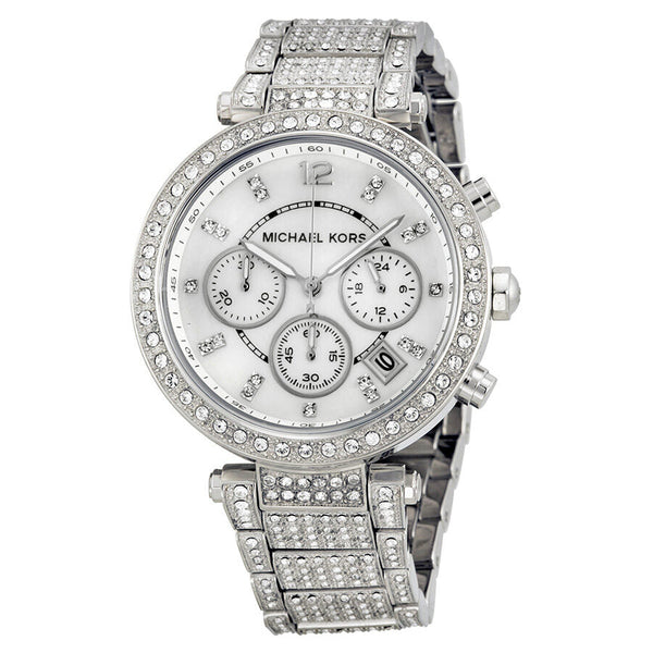 Michael Kors Parker Mother of Pearl Dial Crystals Steel Ladies Watch MK5572 - Big Daddy Jewelry