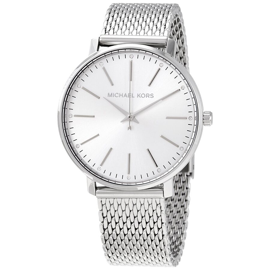 Michael Kors Pyper silver dial quartz watch with silver mesh strap