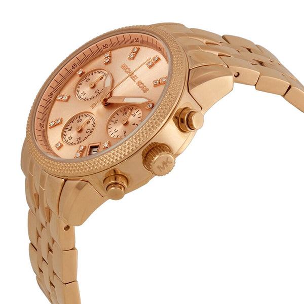 Michael Kors Ritz Chronograph Rose Gold Dial Steel Ladies Watch MK6077 - Big Daddy Jewelry #2