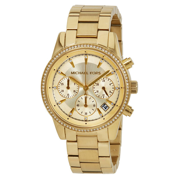 Michael Kors Ritz Chronograph Gold Dial Ladies Watch MK6356 - Big Daddy Jewelry