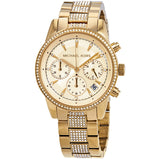 Michael Kors Ritz Pave Chronograph Crystal Gold Dial Ladies Watch MK6484 - Big Daddy Jewelry