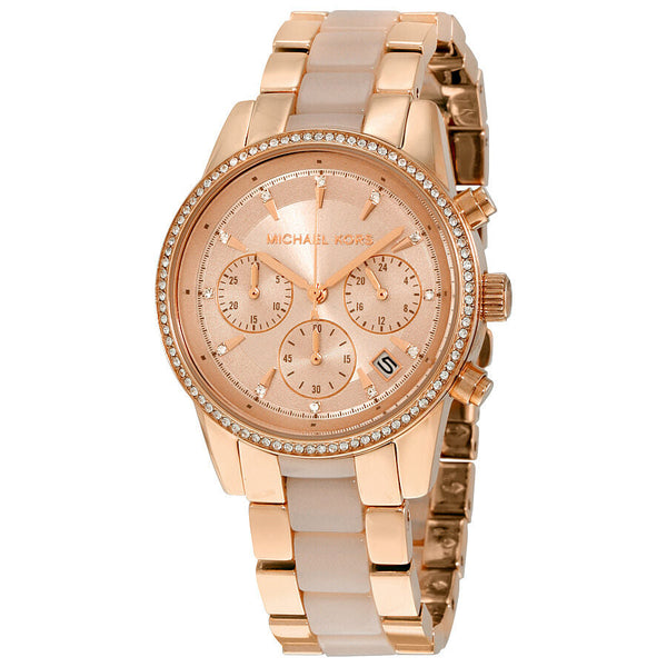 Michael Kors Ritz Quartz Chronograph Rose Dial Ladies Watch MK6307 - Big Daddy Jewelry