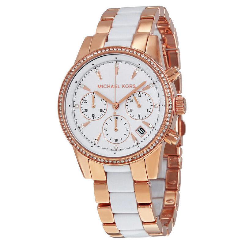 Michael Kors Ritz Quartz Chronograph White Dial Ladies Watch MK6324 - Big Daddy Jewelry