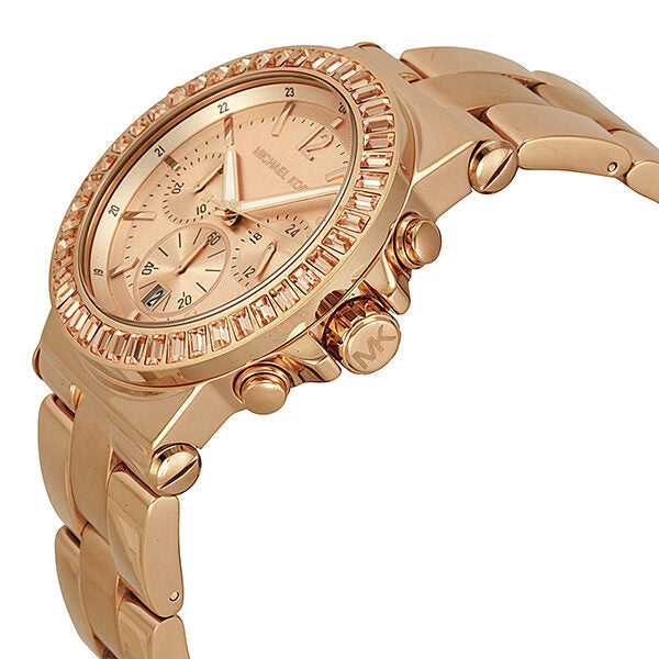 Michael Kors Rose Gold-tone Baguette Bezel Chronograph Ladies Watch MK5412 - Big Daddy Jewelry #2
