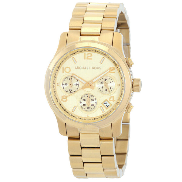 Michael Kors Runway Chronograph Quartz Gold Dial Ladies Watch MK7323 - Big Daddy Jewelry