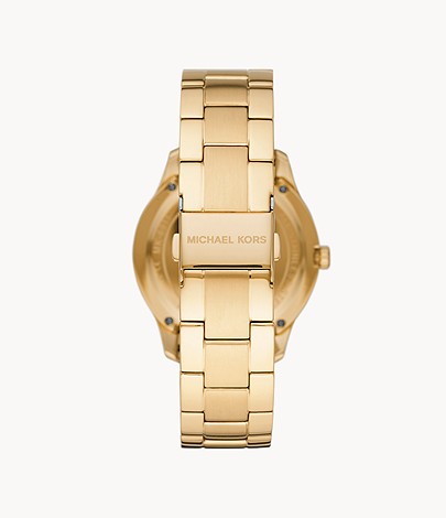 Michael Kors Slim Runway Gold Tone Dial Ladies Dress Watch MK3456 - Watch