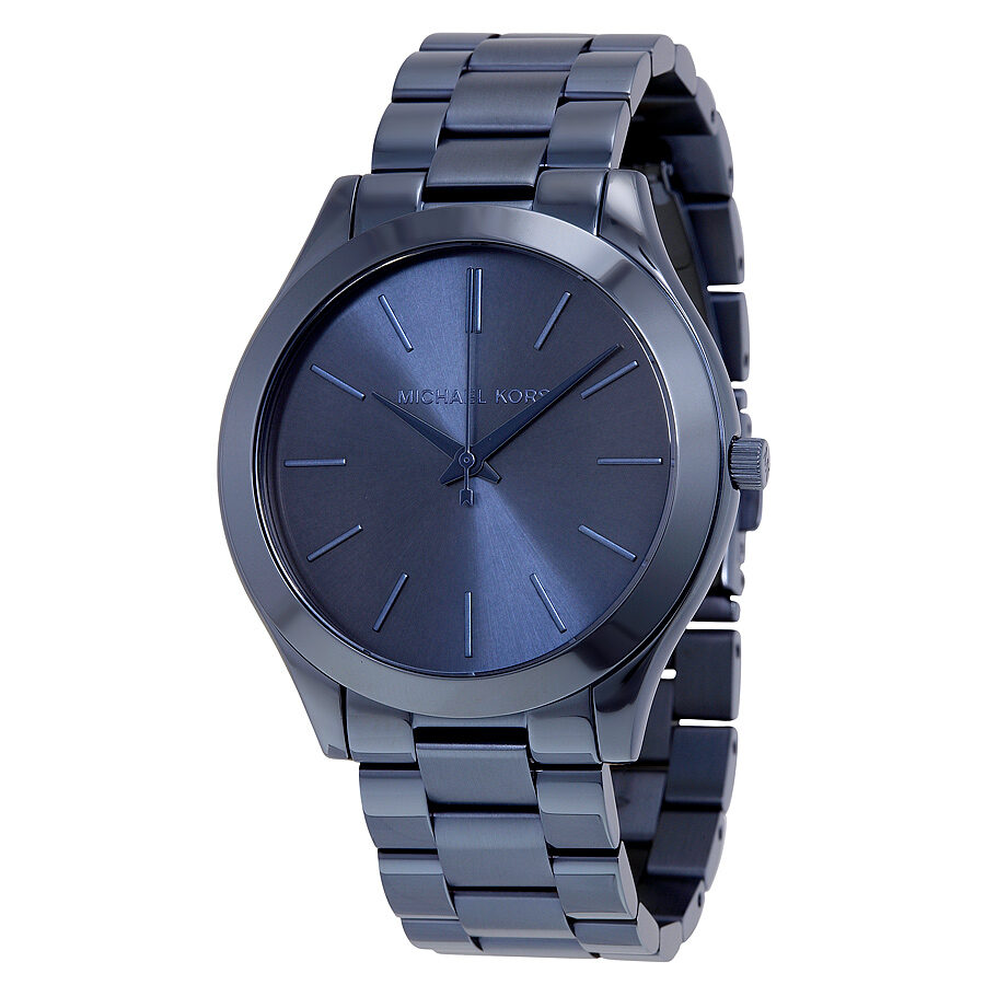 Michael Kors Slim Runway blue dial blue ion-plated ladies watch, front view