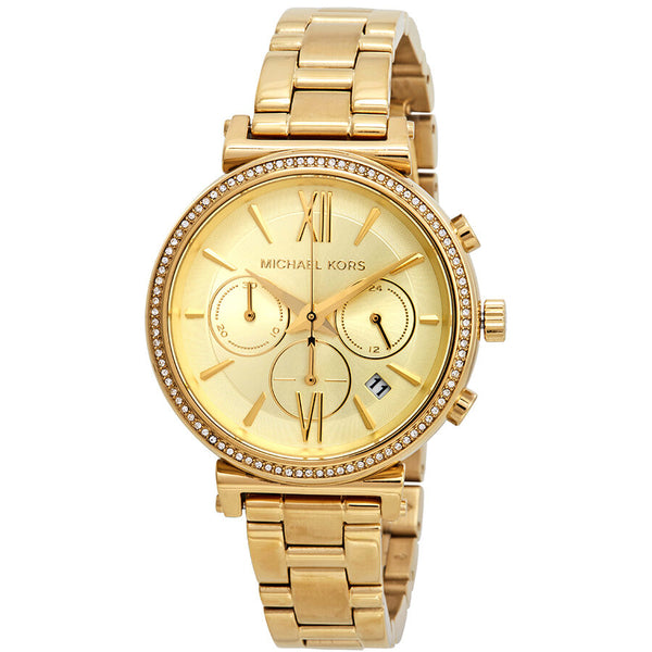 Michael Kors Sofie Chronograph Crystal Gold Dial Ladies Watch MK6559 - Big Daddy Jewelry