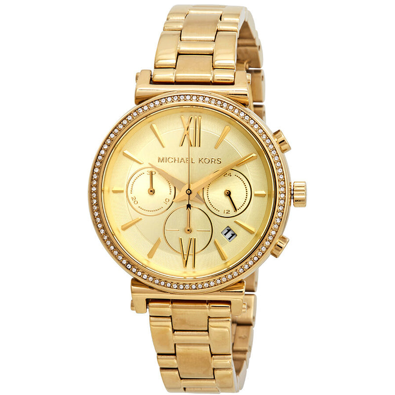 Michael Kors Sofie Chronograph Crystal Gold Dial Ladies Watch MK6559 - Big Daddy Jewelry