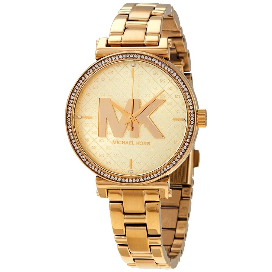 Michael Kors Sofie gold-tone women's watch with crystal bezel and champagne dial
