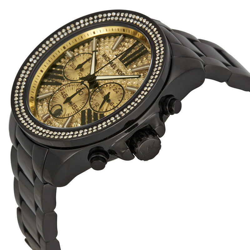 Michael Kors Wren Chronograph Crystal Pave Dial Black Ion-plated Ladies Watch MK5961 - Big Daddy Jewelry #2
