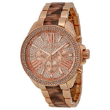 Michael Kors Wren Chronograph Crystal Pave Dial Rose Gold-tone and Tortoise-shell Acetate Ladies Watch MK6159 - Big Daddy Jewelry
