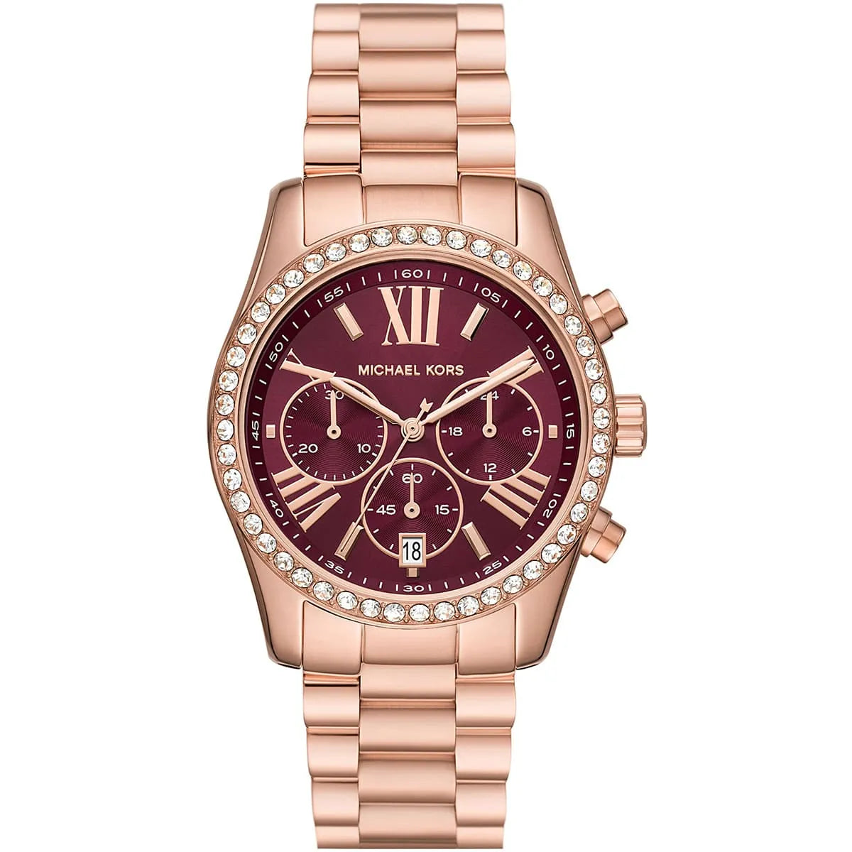 Michael Kors Lexington Lux Chronograph Rose Gold-Tone Women's Watch - MK7275