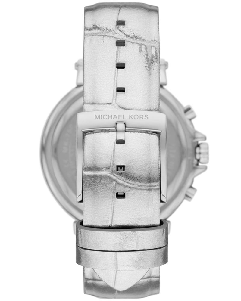 Michael Kors Maren Chronograph Silver Dial and Genuine Leather Women's Watch - MK7509