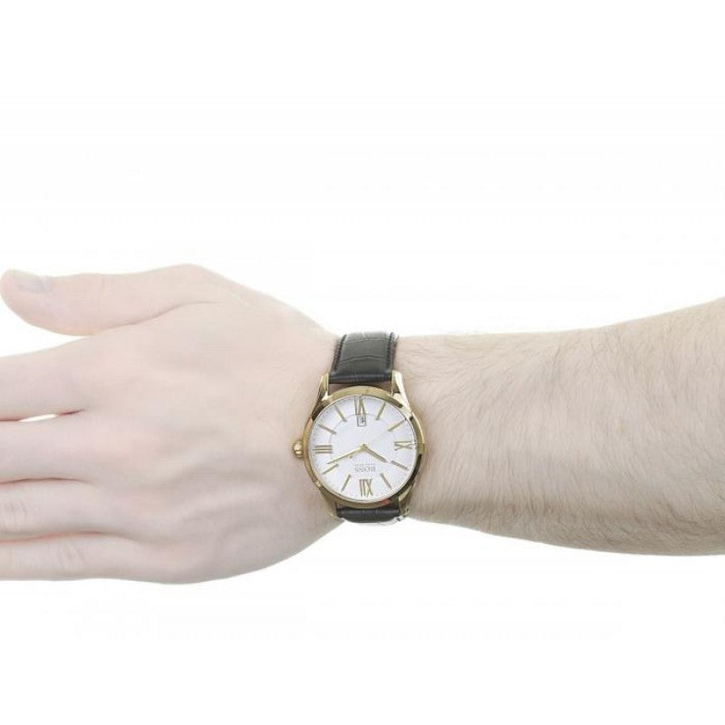 Hugo Boss White Dial Leather Strap Men's Watch 1513020 Water resistance: 30 meters Movement: Quartz