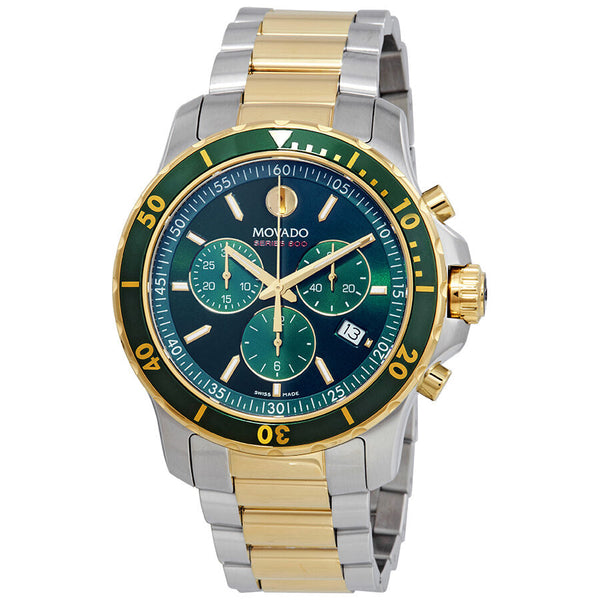 Movado 800 Chronograph Green Dial Two-tone Men's Watch #2600148 - Big Daddy Jewelry