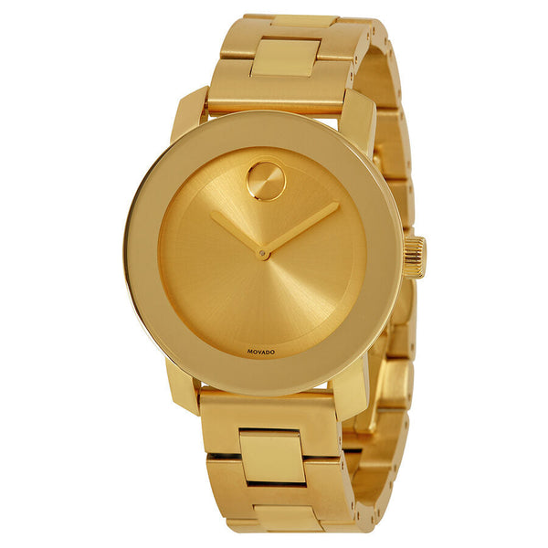 Movado Bold Champagne Dial Yellow Gold Ion-pated Ladies Watch #3600085 - Big Daddy Jewelry