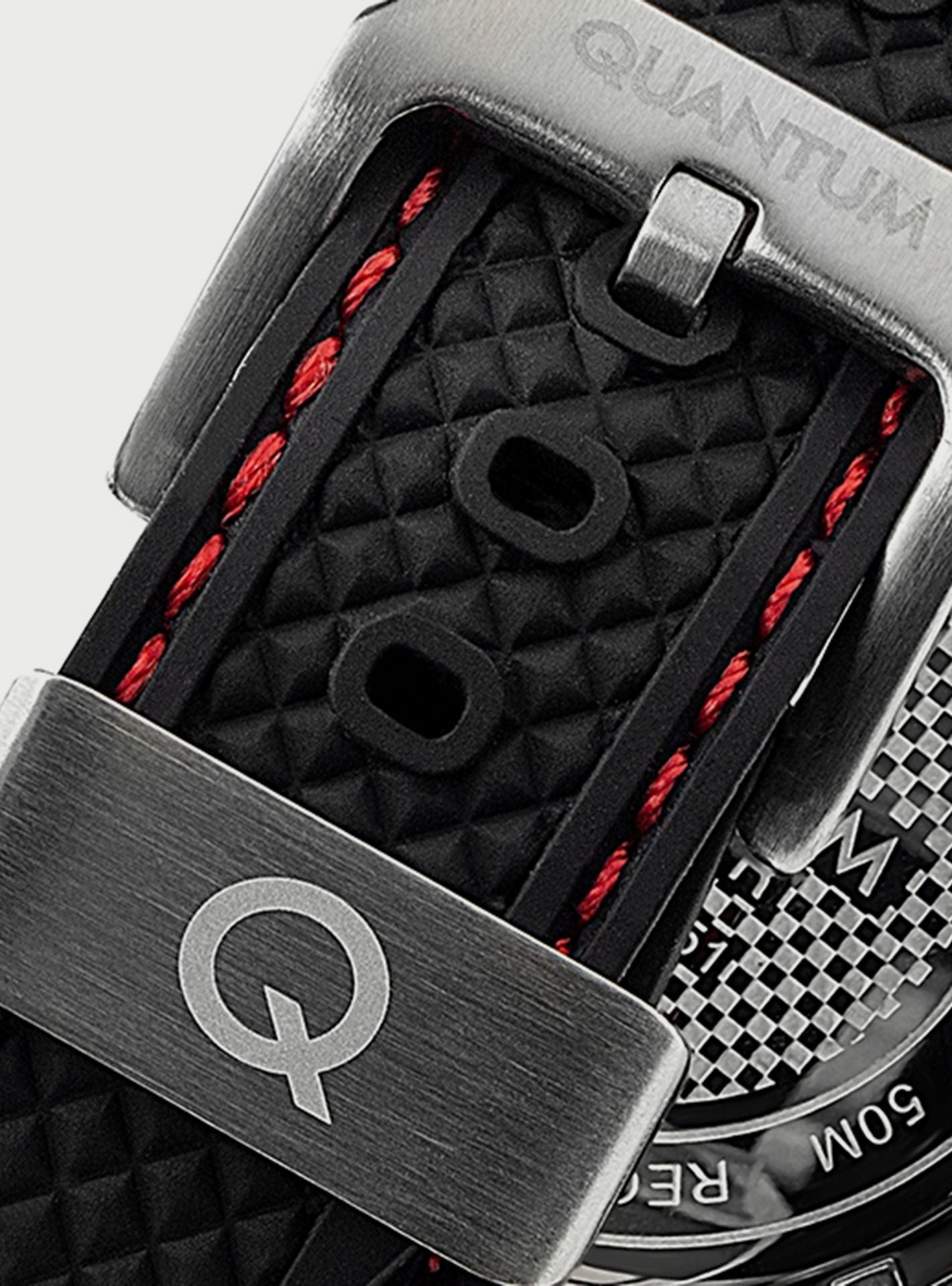 Quantum Black Chronograph Silicone Strap Watch HNG956.351