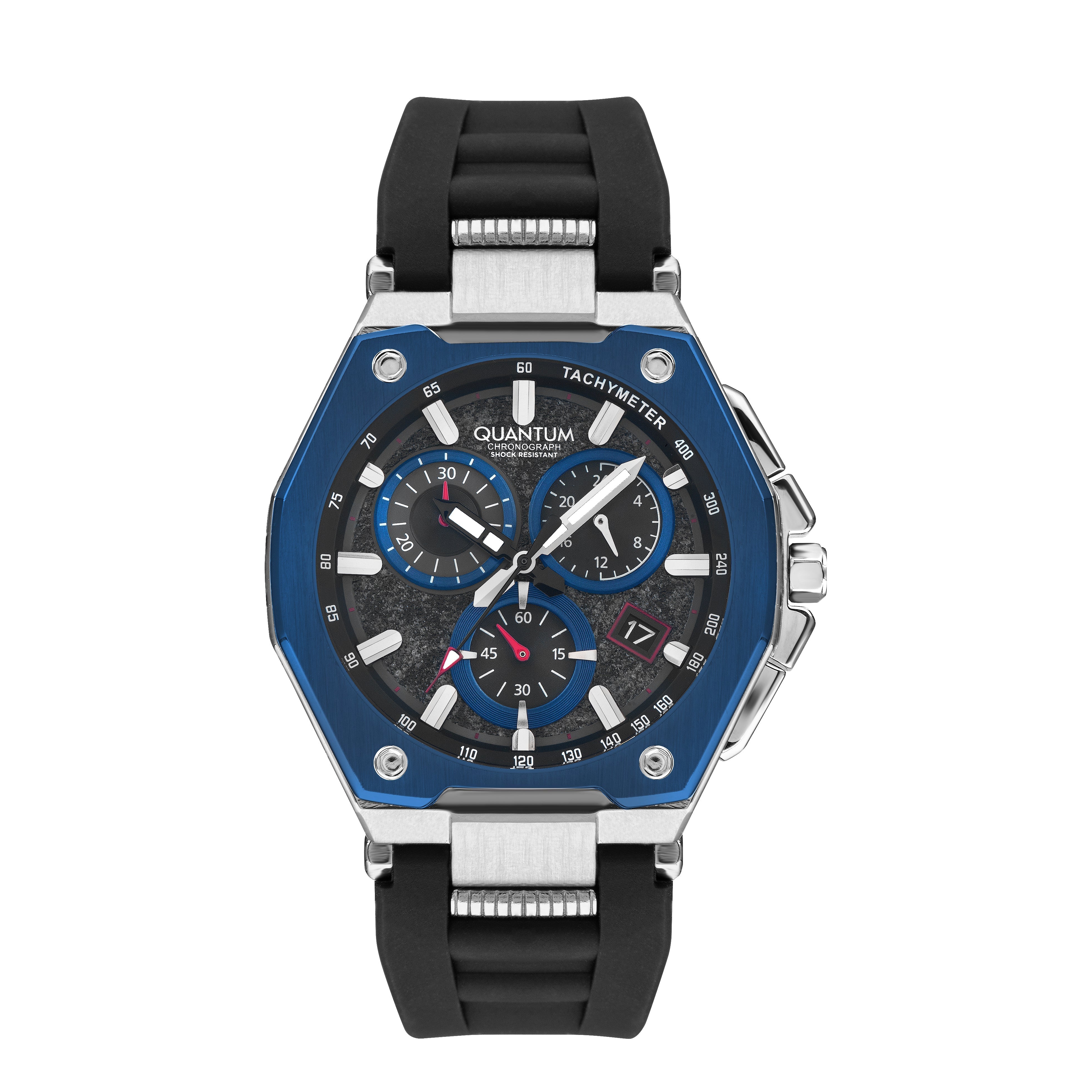 Quantum Black Chronograph Silicone Strap Watch – PWG1005.051