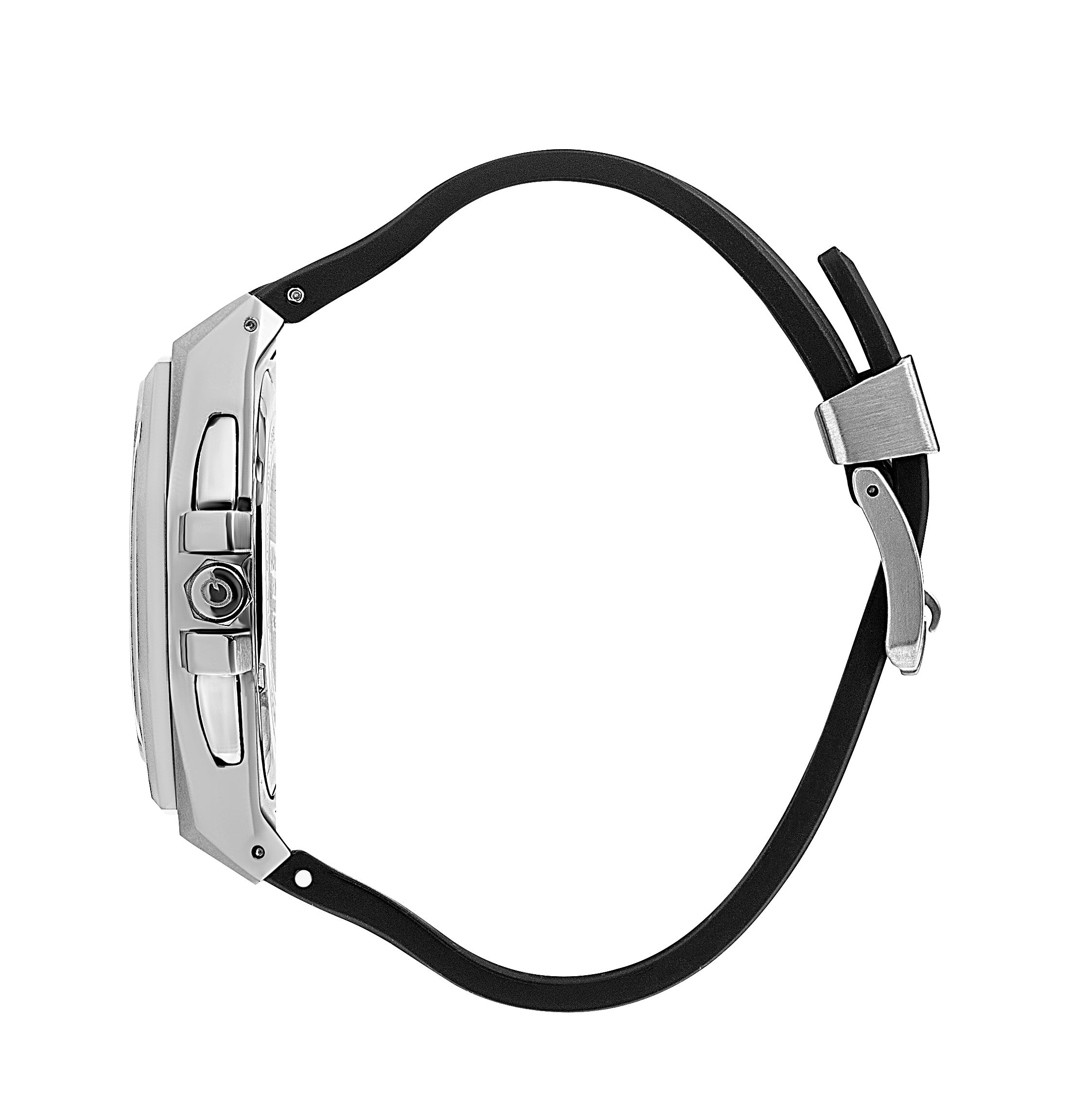 Quantum Black Dial Chronograph Silicone Strap Watch – HNG949.351