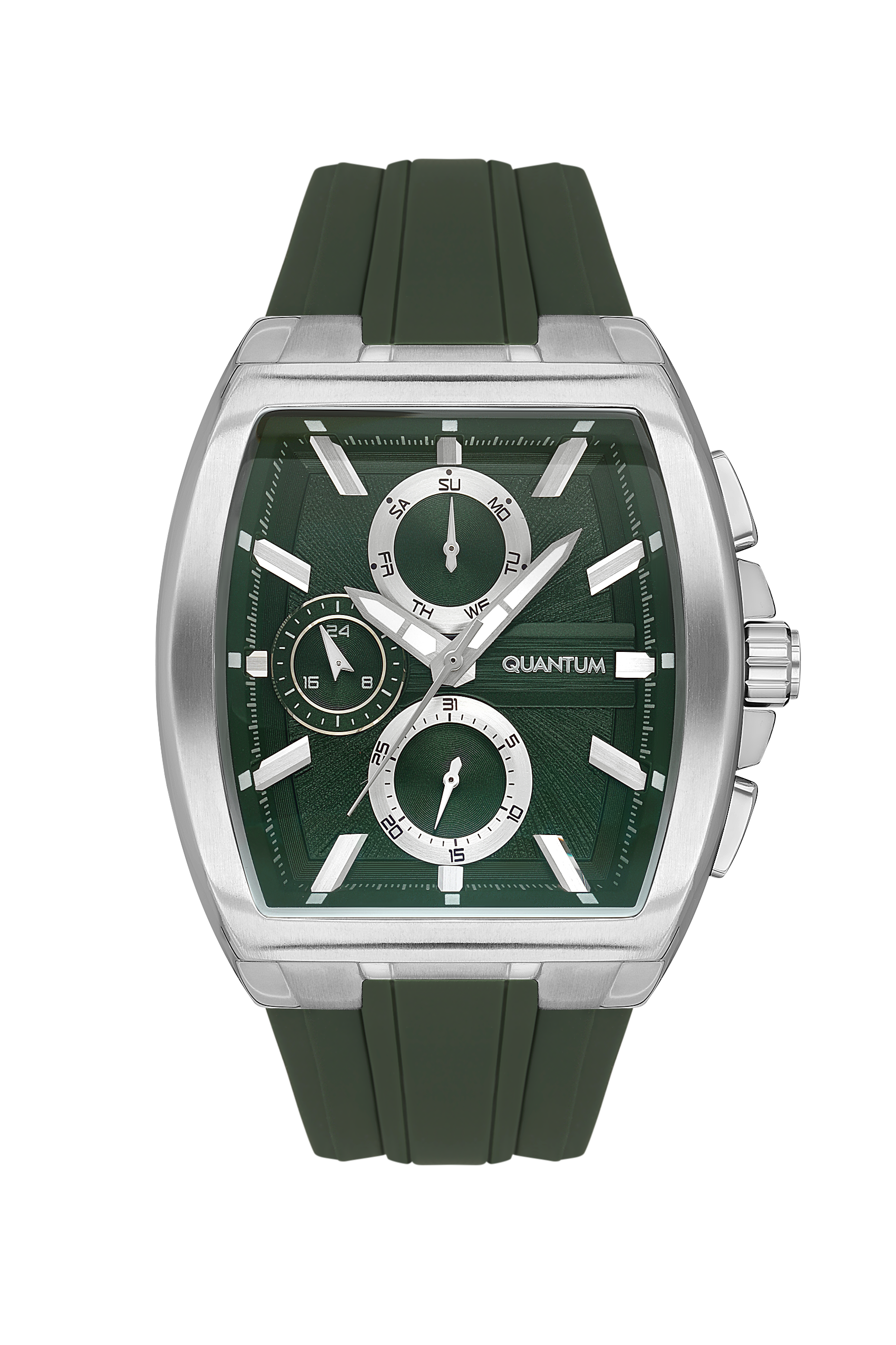 Quantum Green Chronograph Silicone Strap Watch – HNG997.375
