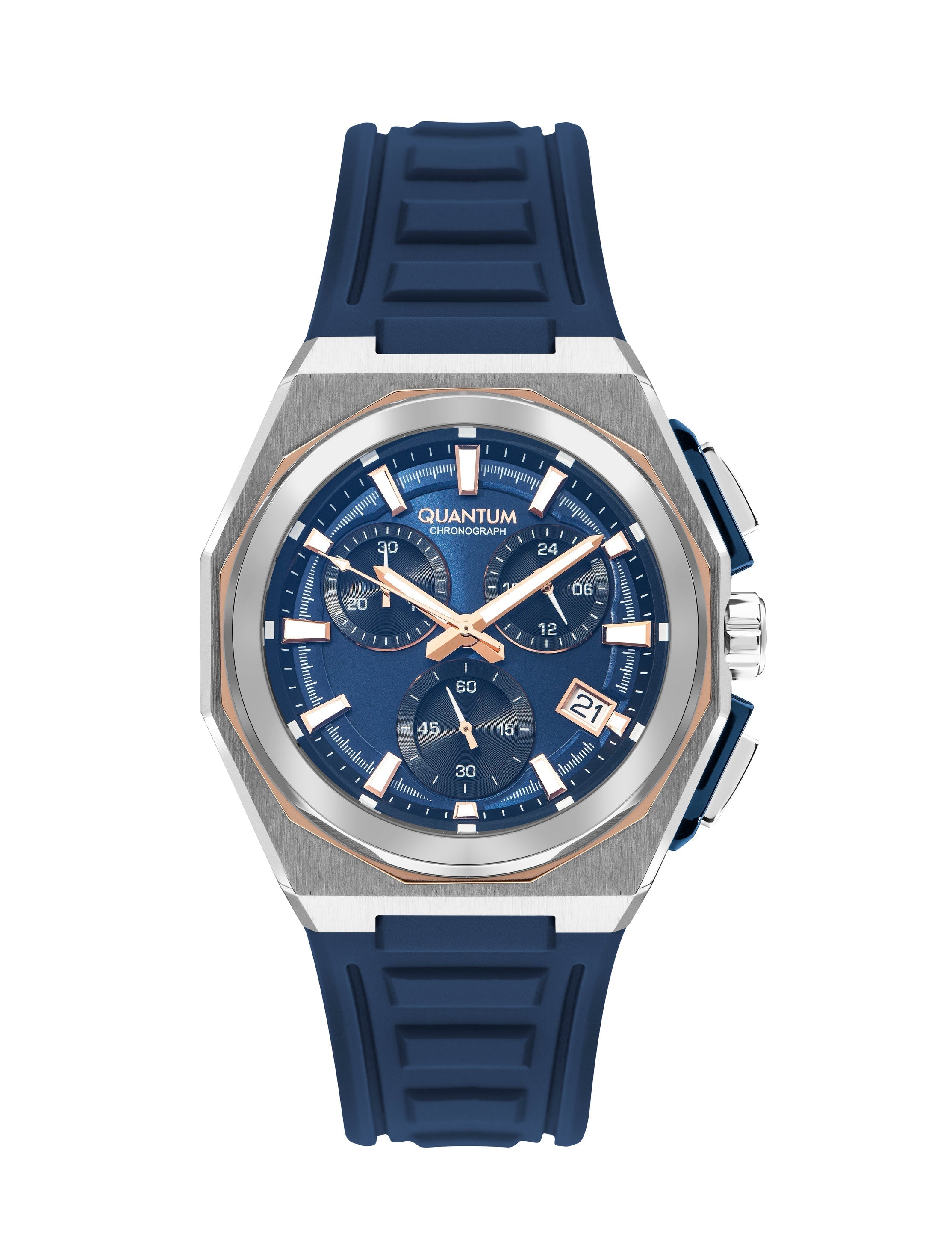 Quantum Navy Chronograph Silicone Strap Watch – PWG1078.399