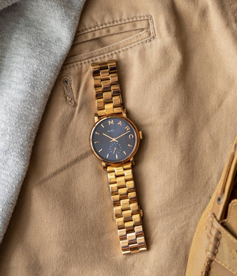 Marc Jacobs Online Baker Navy Dial Rose Gold 36mm Ladies Watch MBM3330