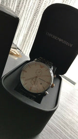 Emporio Armani Steel Two Tone Silver Rose Gold Chronograph Men's Watch#AR0399 - Big Daddy Jewelry #4