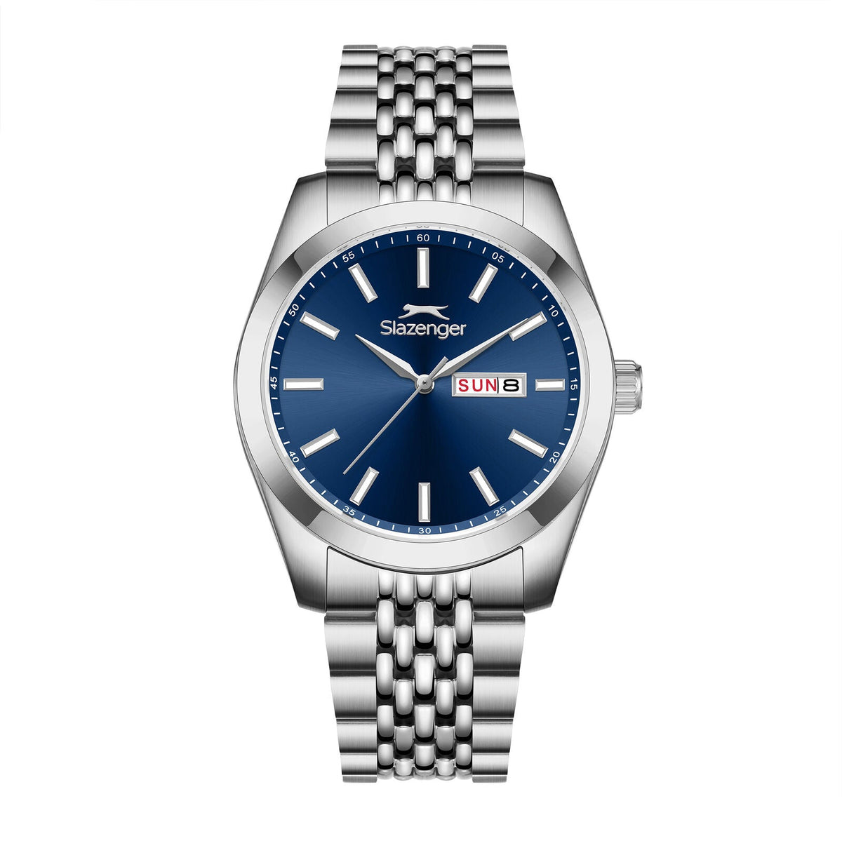 Slazenger Classic Day Date Window Blue Dial Silver Watch - SL.9.2579.1.390