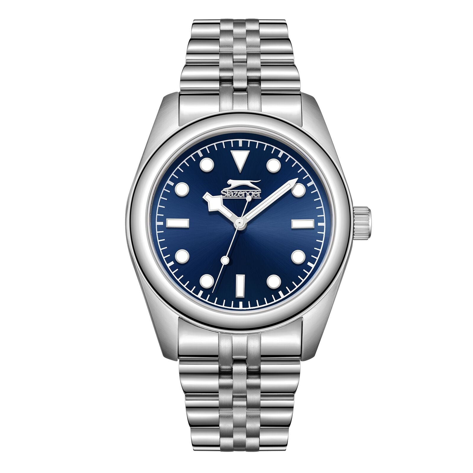 Slazenger Classic blue dial silver stainless steel men's watch front view