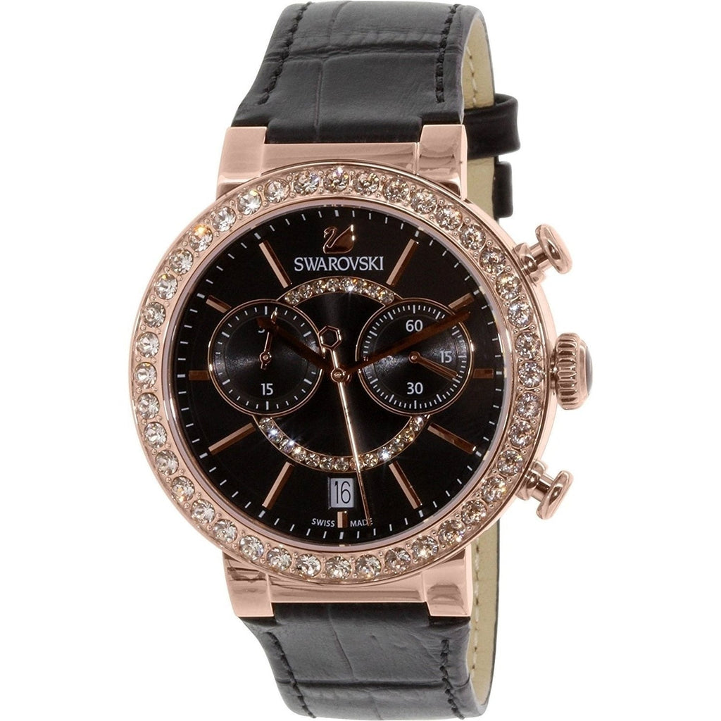Swarovski Lovely Crystals women's chronograph watch with rose gold case and crystal-encrusted bezel