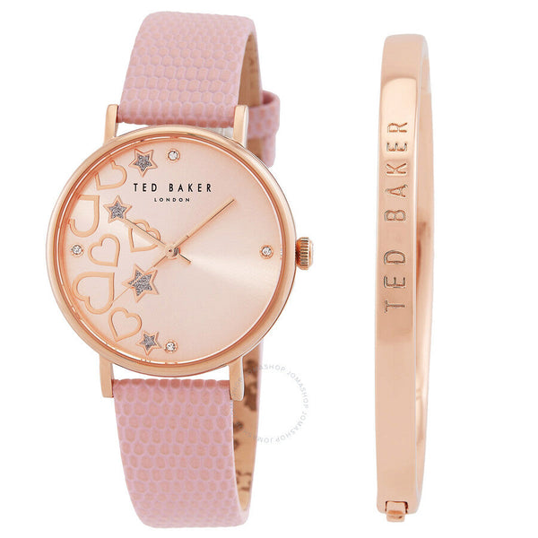 Ted Baker Phylipa Hearts & Stars Quartz Rose Gold Dial Watch and Bracelet Set BKGFW22129I - Big Daddy Jewelry