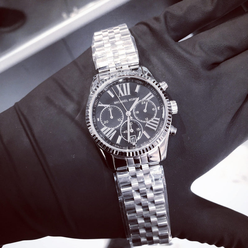 Michael Kors Chronograph Black Dial Silver Unisex Watch MK5708 - Big Daddy Jewelry #4