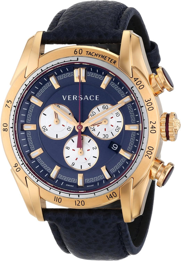 Versace V-Ray Rose Gold Leather Strap Men's Watch  VDB030014 - Big Daddy Jewelry