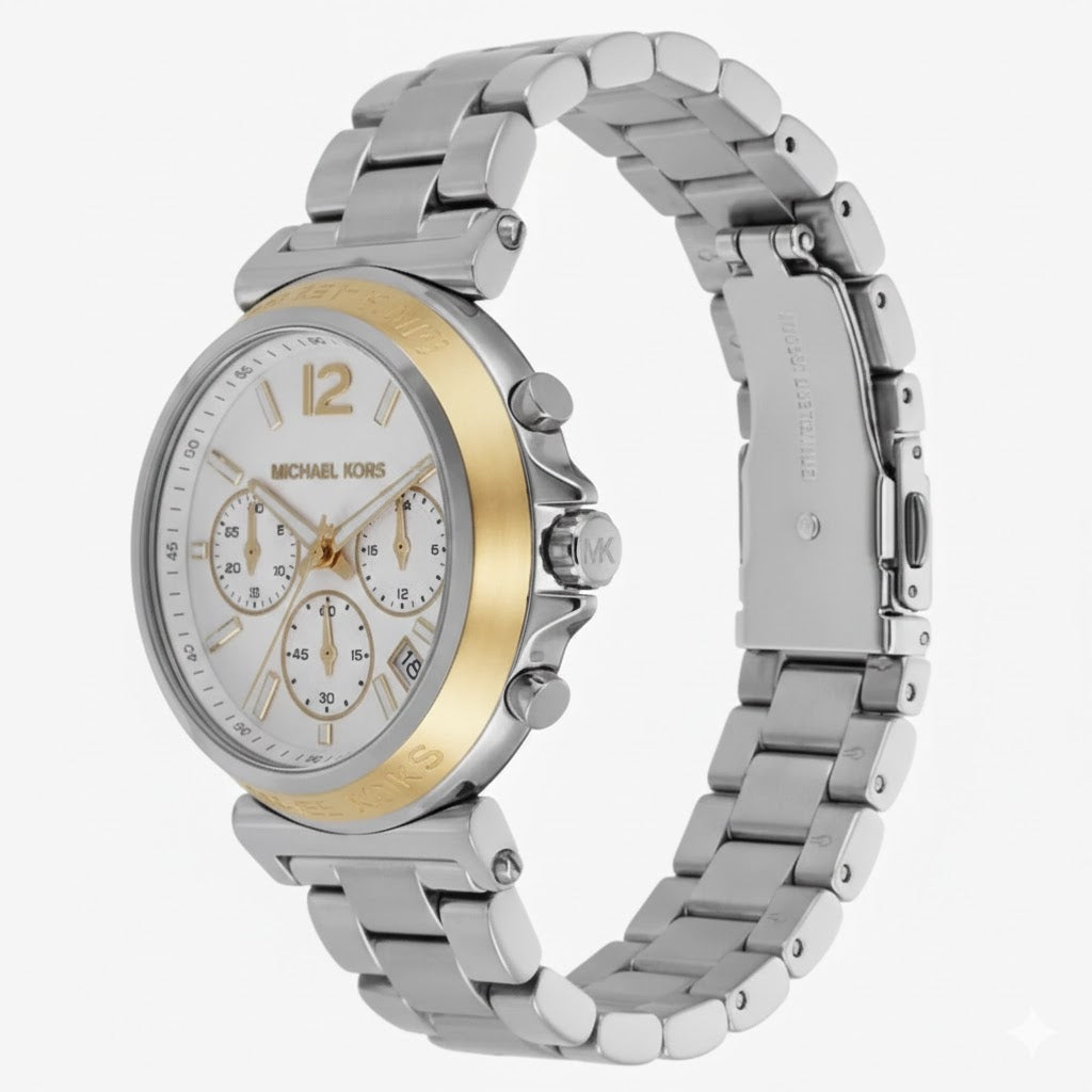 Michael Kors Maren Chronograph White Dial Silver Watch - MK7495