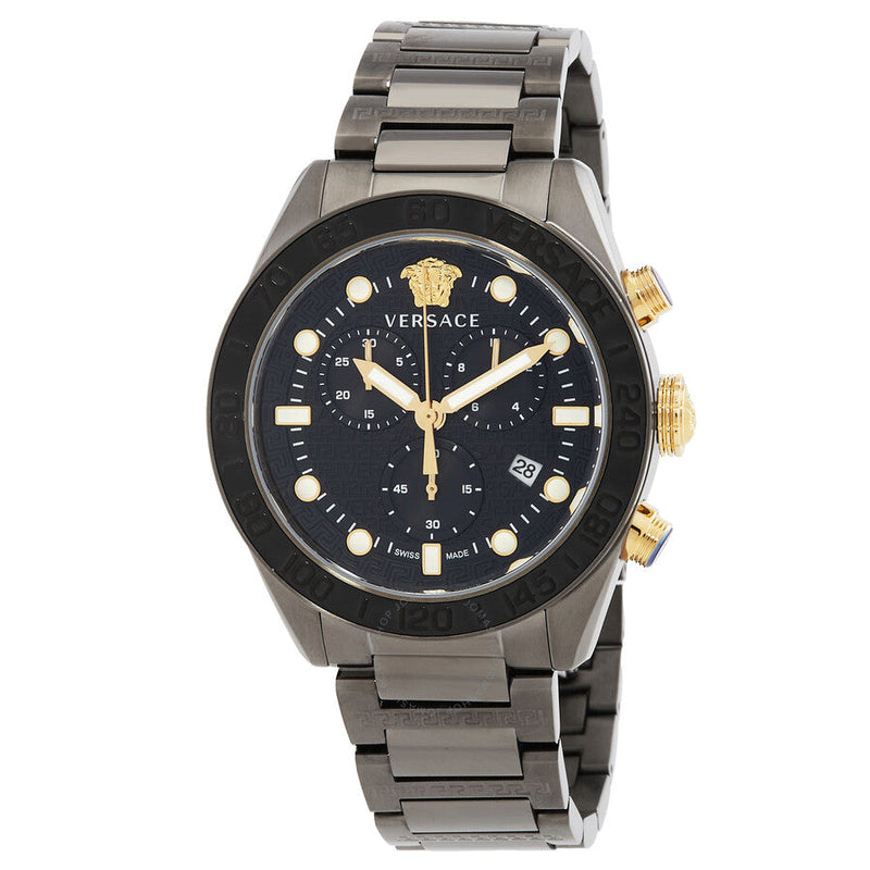 Versace Greca Dome Chronograph Quartz Black Dial Men's Watch VE6K00623 - Big Daddy Jewelry