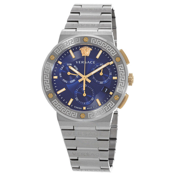 Versace Greca Logo Chronograph Quartz Blue Dial Men's Watch VEZ900221 - Big Daddy Jewelry