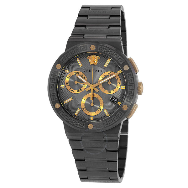 Versace Greca Logo Chronograph Quartz Grey Dial Men's Watch VEZ900521 - Big Daddy Jewelry