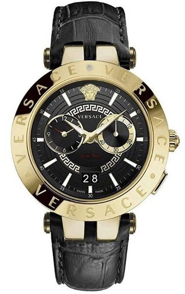 Versace V-Race Black Leather Strap Men's Watch  VEBV00119 - Big Daddy Jewelry