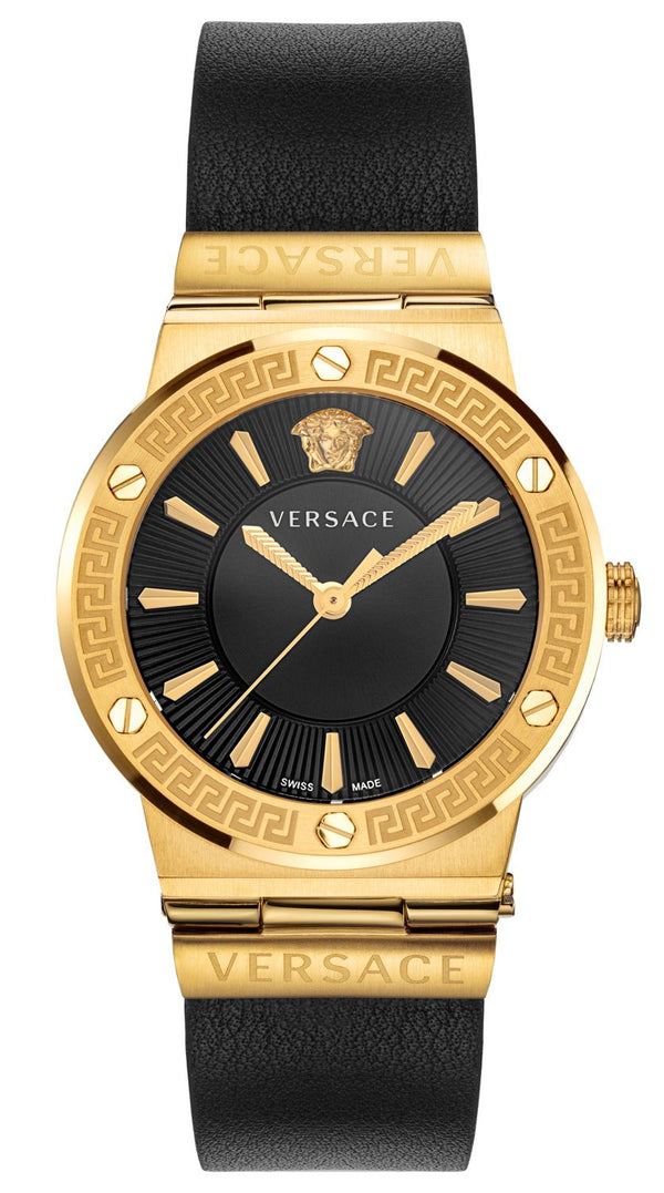 Versace Greca Gold Black Leather Women's Watch  VEVH00320 - Big Daddy Jewelry